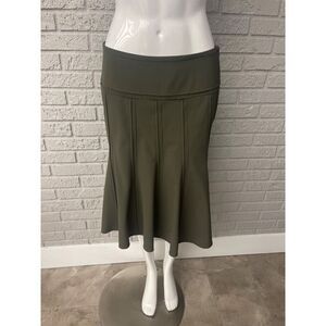 Anne Klein Women Green Stretch Pleaded Swing Skirt Size 8P